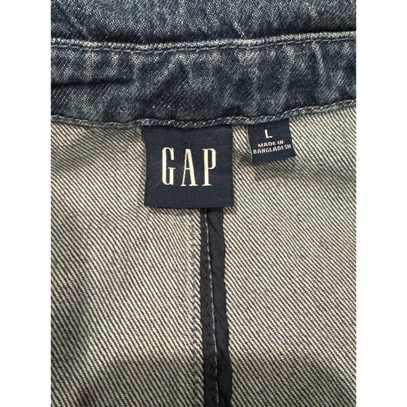 NWT Gap Blue Indigo Denim Blazer one button closing size Large - Picture 11 of 13